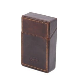 Etui paquet de cigarettes cuir brun